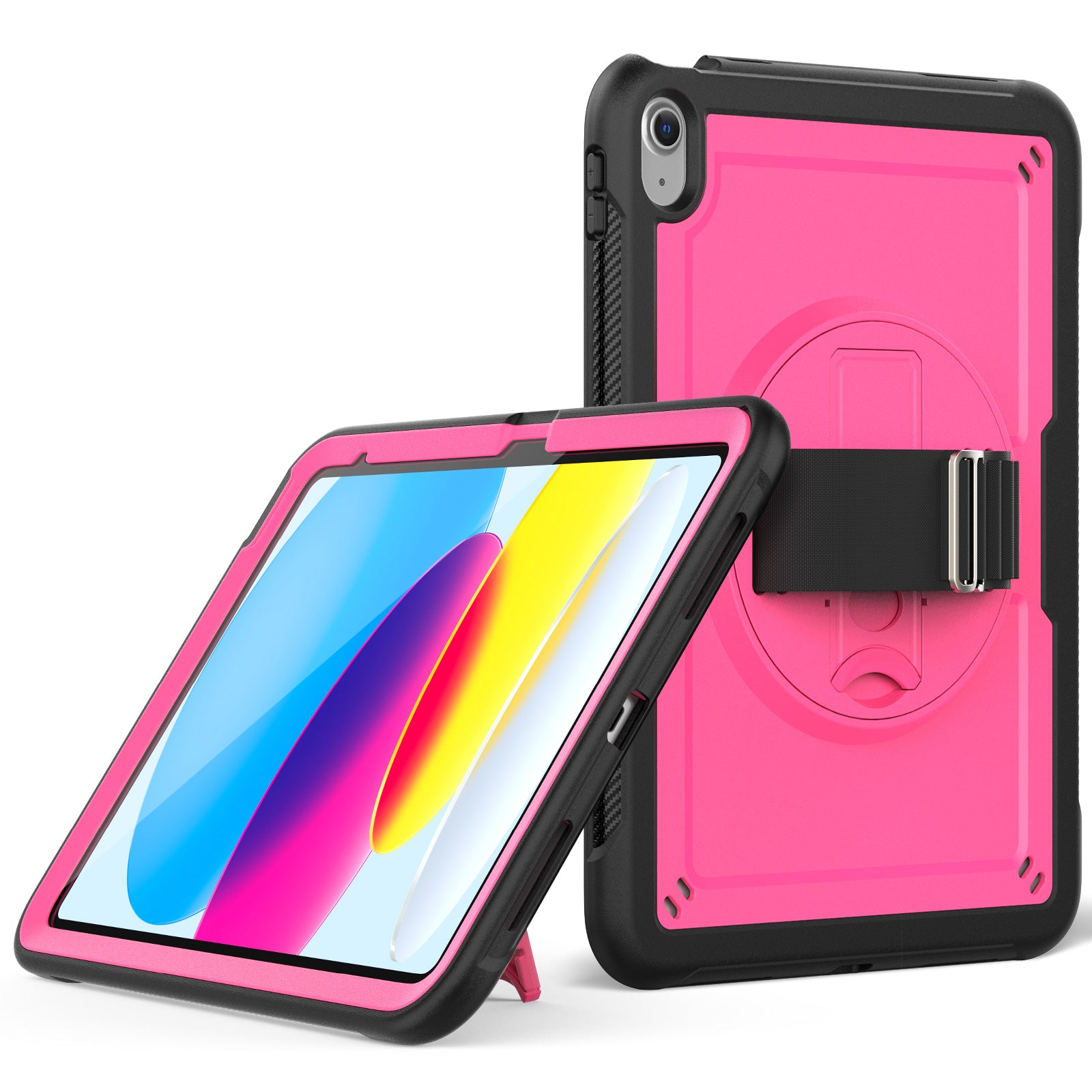 Tablet Case for iPad 10.9 (2022) (A2696) Hand Strap Kickstand PC+TPU Cover Drop-proof Tablet Case for iPad 10.9 (2022) (A2696) Hand Strap Kickstand PC+TPU Cover Drop-proof